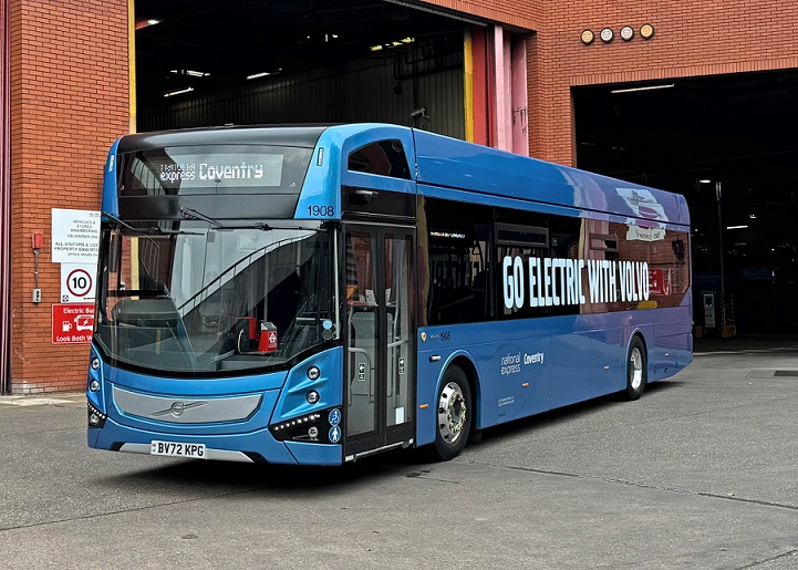 The Volvo BZL Electric single deck bus is being trialled by National Express Coventry