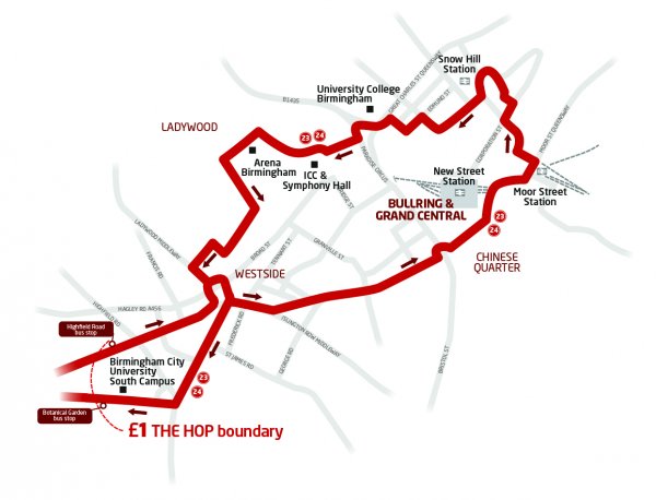 X22 Bus Route Map Birmingham Uni Hop | Nx Bus West Midlands